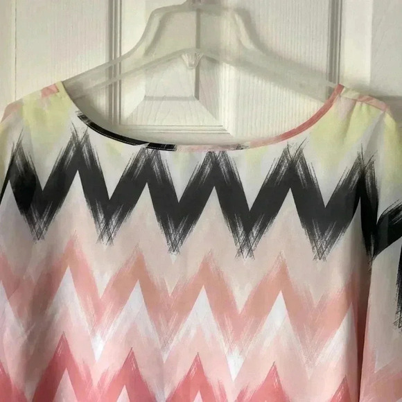AB Studio womens short sleeve batwing pink multicolor striped blouse, size XL - Picture 7 of 11
